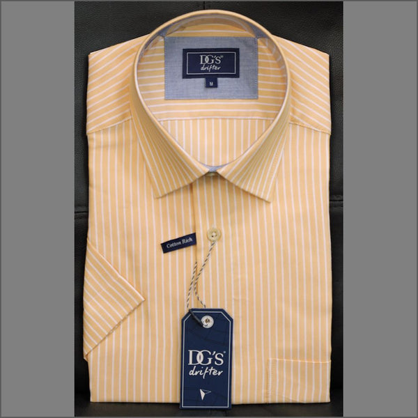 Dg's Lemon with White Stripe Short Sleeve Shirt=