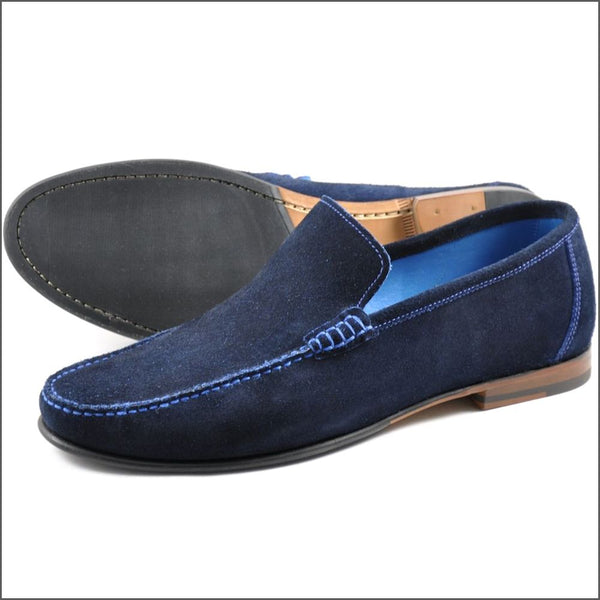 Loake Nicholson Navy Suede Moccasin Shoe=