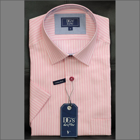 Dg's Pink with White Stripe Short Sleeve Shirt=