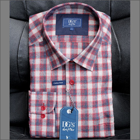 Drifter Giovanni Red & Navy Checked Shirt--