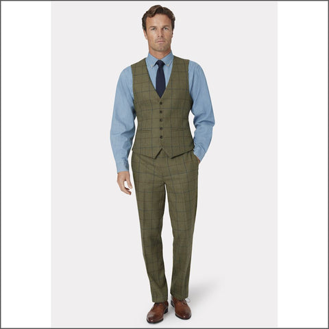 Brook Taverner Haincliffe Green Overcheck Tweed Suit Trouser*