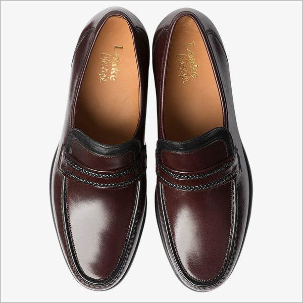Loake Rome Burgundy Nappa Leather Moccasin=