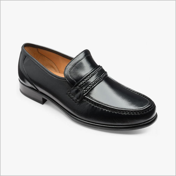 Loake Rome Black Nappa Leather Moccasin=