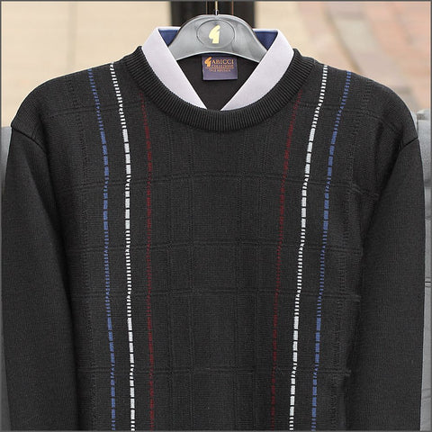 Gabicci M09 Black Patterned Crew Neckº