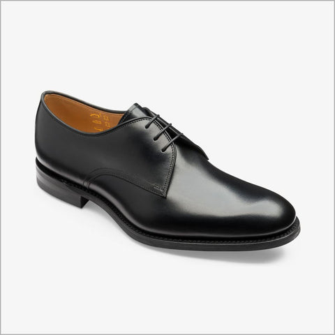 Loake Gable Black Contemporary Plain Tie Shoe=