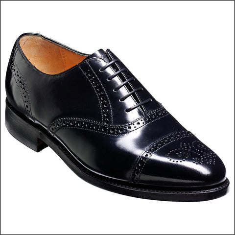Barker Alfred Black Hi-Shine Toe Cap Brogue.