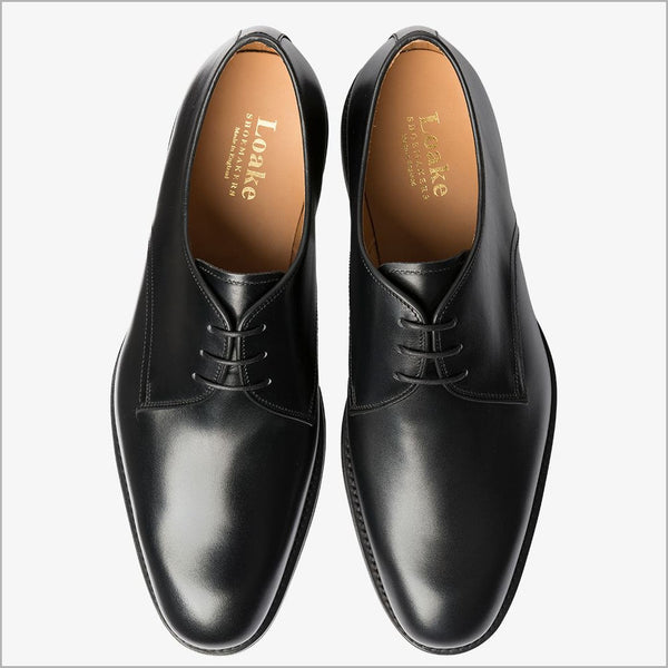 Loake Gable Black Contemporary Plain Tie Shoe=