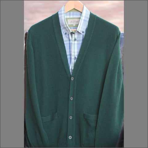 Peter Scott Tartan Green New Wool Cardigan@