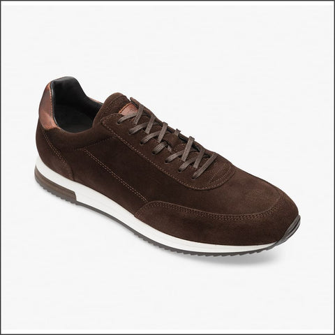Loake Bannister Dark Brown Suede Trainer=