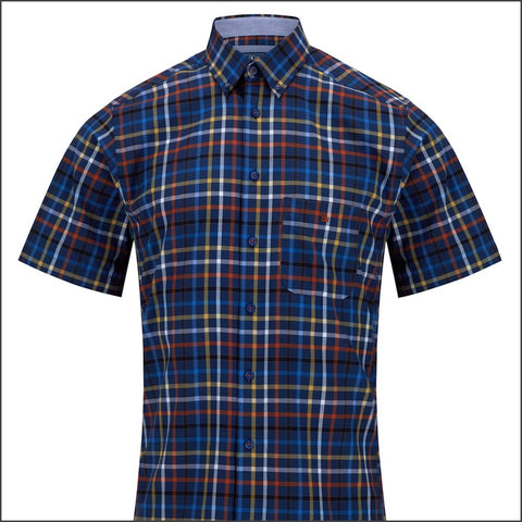 Dg's Navy Multi Check Short Sleeve=