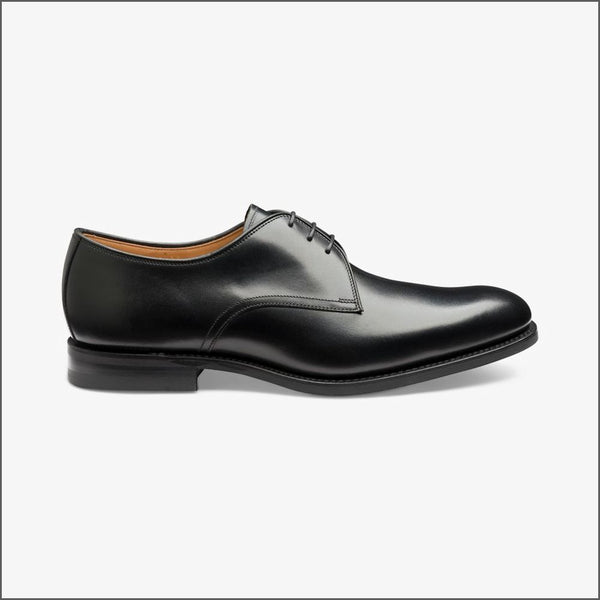 Loake Gable Black Contemporary Plain Tie Shoe=