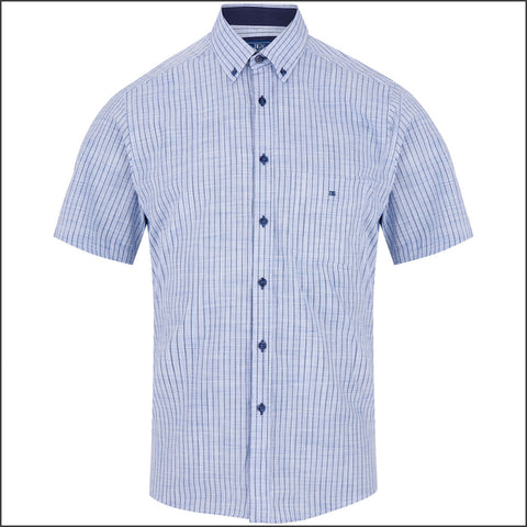 Dg's Blue Woven Stripe SS Shirt=