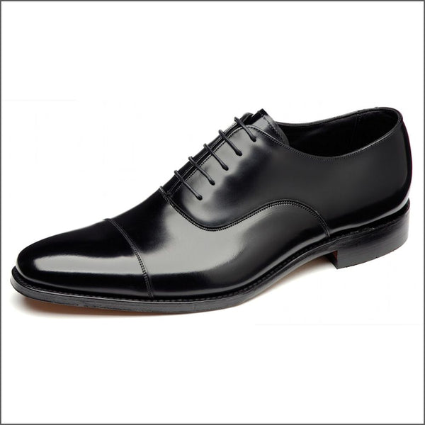Loake Smith Black Toe Cap Oxford Shoe=