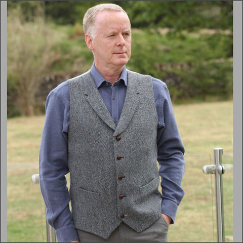 Harris Tweed Blue Marl  Waist Coat~~