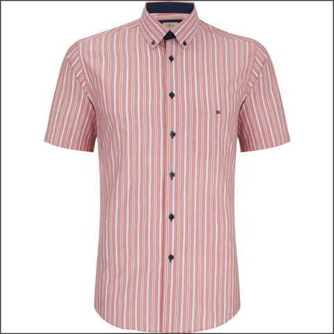 Drifter Ivano Red Multi Stripe SS Shirt=