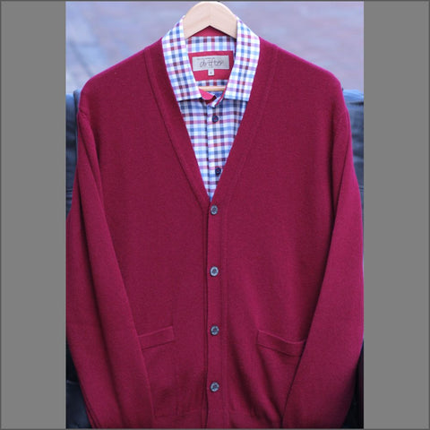 Peter Scott Claret New Wool Cardigan@