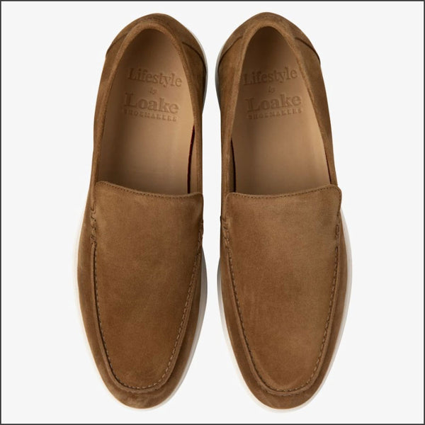 Loake Tuscany Chestnut Brown Suede Loafer=