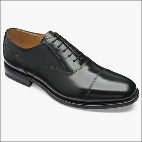 Loake 300 Classic Toe Cap F Fit Black Oxford Shoe=