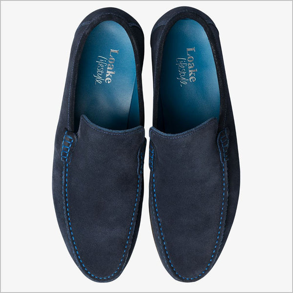 Loake Nicholson Navy Suede Moccasin Shoe=