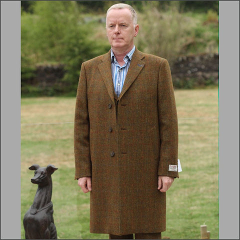 Harris Tweed Rust Check Overcoat*