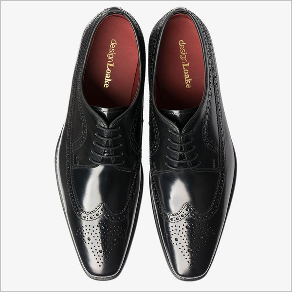 Loake Clint Black Wing Brogue Derby Shoe=