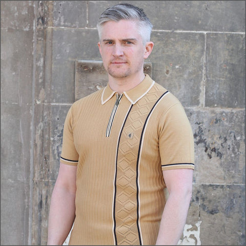 Gabicci Vintage Sand Pattern Polo Top^