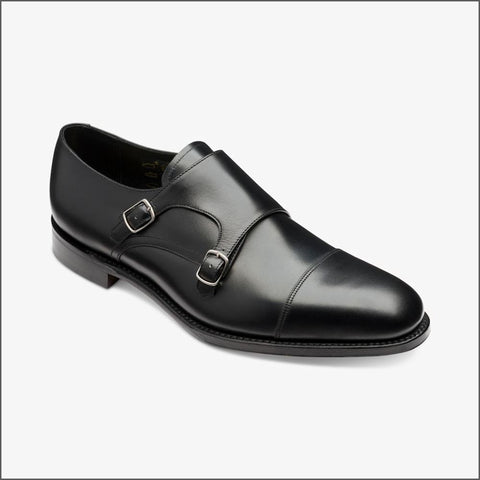 Loake Cannon Black Leather Buckle Monk Shoeª