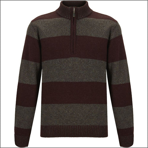 Drifter Wine/Grey Wool  Fleck Zip Neckº