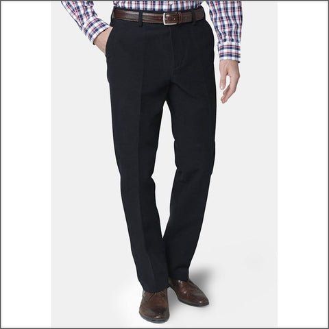 Brook Taverner Navy Kerswell Moleskin Trousers*